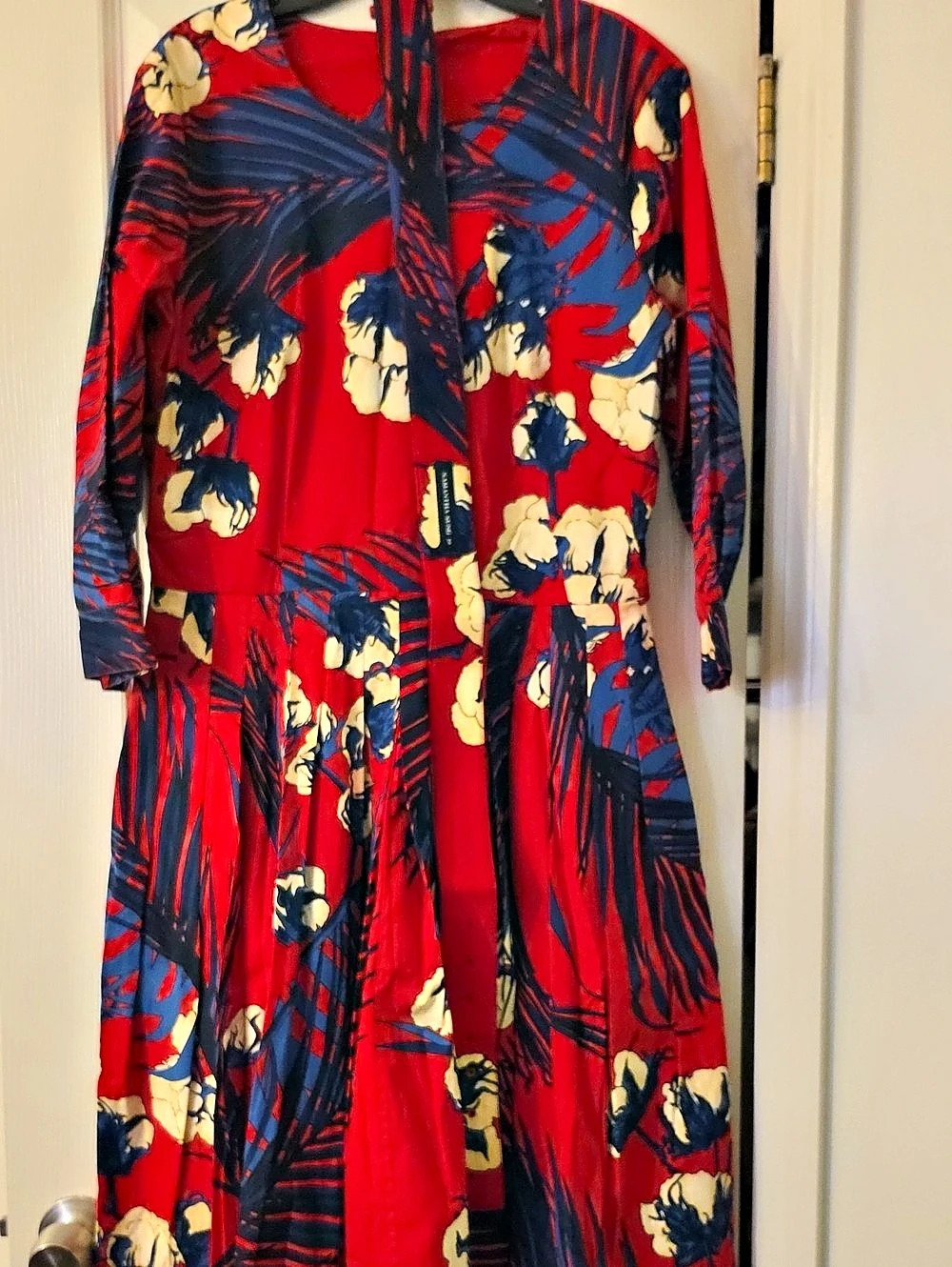 Samantha Sung Floral Maxi Dress Red & Blue Size 10